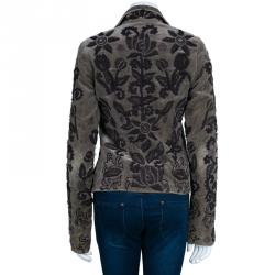 Pre Owned Chloe Gray Velvet Embellished Jacket S