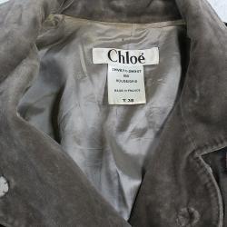 Pre Owned Chloe Gray Velvet Embellished Jacket S