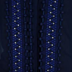 مملوكة مسبقًا Chloe Navy Blue Embellished Long Sleeve Top S