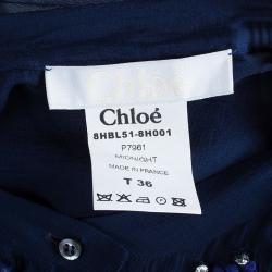 مملوكة مسبقًا Chloe Navy Blue Embellished Long Sleeve Top S