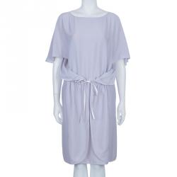 Pre Owned Chloe Grey Silk Butterfly Sleeve Dress M
