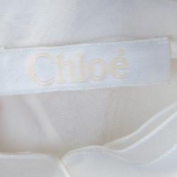 Pre Owned قميص كلوي أورغانزا أبيض S