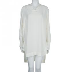 Pre Owned Chloe Off-White Silk High Low Hem Tunic Dress S