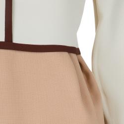 Chloe Cream and Brown Long Sleeve Shift Dress M