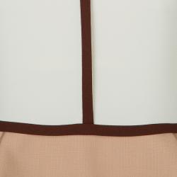 Chloe Cream and Brown Long Sleeve Shift Dress M