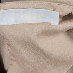 Chloe Beige Embellished Long Sleeve Silk Blouse L