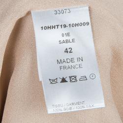 Chloe Beige Embellished Long Sleeve Silk Blouse L