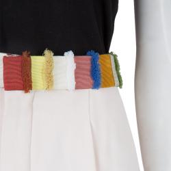 Pre Owned Chloe Powder Pink Multicolor Fringed Waistband Detail Shorts M