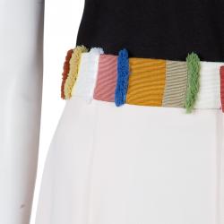 Pre Owned Chloe Powder Pink Multicolor Fringed Waistband Detail Shorts M