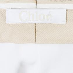 Pre Owned Chloe Powder Pink Multicolor Fringed Waistband Detail Shorts M