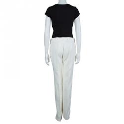 Chloe Cream Textured Cotton Trousers  L