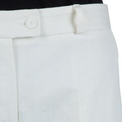 Chloe Cream Textured Cotton Trousers  L
