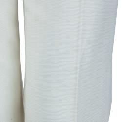 Chloe Cream Textured Cotton Trousers  L