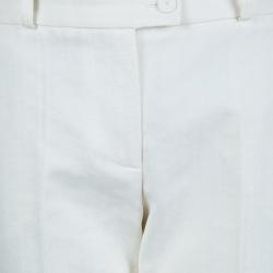 Chloe Cream Textured Cotton Trousers  L