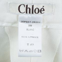Chloe Cream Textured Cotton Trousers  L