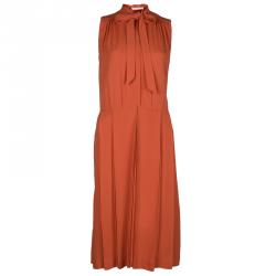 Pre Owned Chloe Tomato Red Pleated Sleeveless Dress S