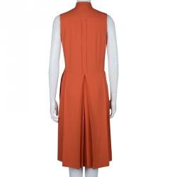 Pre Owned Chloe Tomato Red Pleated Sleeveless Dress S