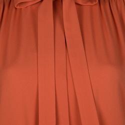 Pre Owned Chloe Tomato Red Pleated Sleeveless Dress S