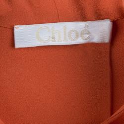 Pre Owned Chloe Tomato Red Pleated Sleeveless Dress S