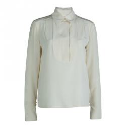 Chloe Cream Silk Long Sleeve Blouse S