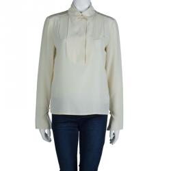 Chloe Cream Silk Long Sleeve Blouse S