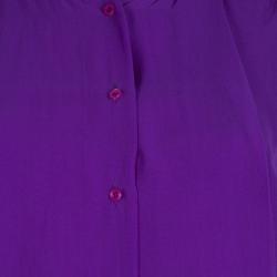 Pre Owned بلوزة كلوي حرير بنفسجي بأزرار أمامية وبلا أكمام S