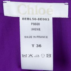 Pre Owned بلوزة كلوي حرير بنفسجي بأزرار أمامية وبلا أكمام S