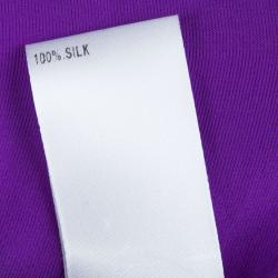 Pre Owned بلوزة كلوي حرير بنفسجي بأزرار أمامية وبلا أكمام S