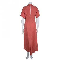 مملوكة مسبقًا Chloe Salmon Pink Silk Petal Sleeve Maxi Dress M