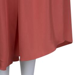 مملوكة مسبقًا Chloe Salmon Pink Silk Petal Sleeve Maxi Dress M