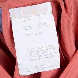 مملوكة مسبقًا Chloe Salmon Pink Silk Petal Sleeve Maxi Dress M