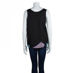 Chloe Black Silk Beaded Sleeveless Draped Top M