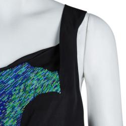 Chloe Black Silk Beaded Sleeveless Draped Top M