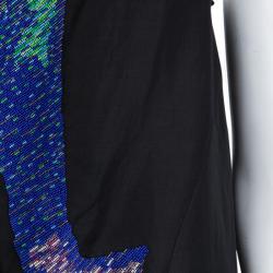 Chloe Black Silk Beaded Sleeveless Draped Top M