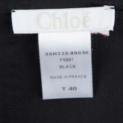 Chloe Black Silk Beaded Sleeveless Draped Top M