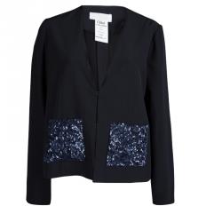 Chloe Navy Blue Sequinned Pocket Detail Blazer L