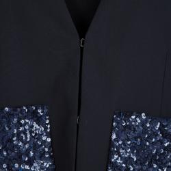 Chloe Navy Blue Sequinned Pocket Detail Blazer L