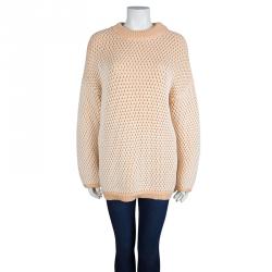 Chloe Peach and White Chunky Knit Sweater M