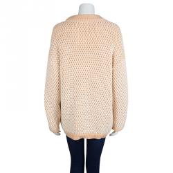 Chloe Peach and White Chunky Knit Sweater M