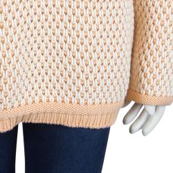 Chloe Peach and White Chunky Knit Sweater M