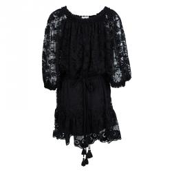 Pre Owned Chloe Black Lace Drop Waist Long Sleeve Dress M