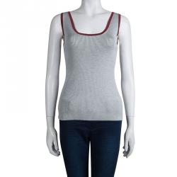 Pre Owned Chloe Grey Rib Knit Sleeveless Tank Top S