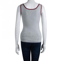 Pre Owned Chloe Grey Rib Knit Sleeveless Tank Top S