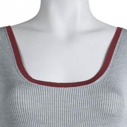 Pre Owned Chloe Grey Rib Knit Sleeveless Tank Top S