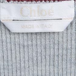 Pre Owned Chloe Grey Rib Knit Sleeveless Tank Top S
