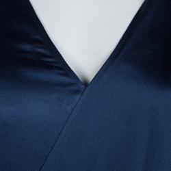 Pre Owned Chloe Peacock Blue Silk Long Sleeve Draped Blouse M