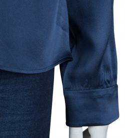 Pre Owned Chloe Peacock Blue Silk Long Sleeve Draped Blouse M