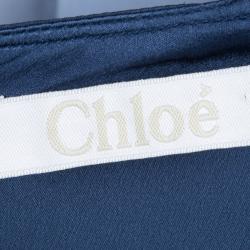 Pre Owned Chloe Peacock Blue Silk Long Sleeve Draped Blouse M