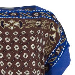 مملوكة مسبقًا Chloe Multicolor Tile Print Belted Dress M