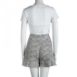 Pre Owned Chloe Monochrome Textured High Waist Shorts M